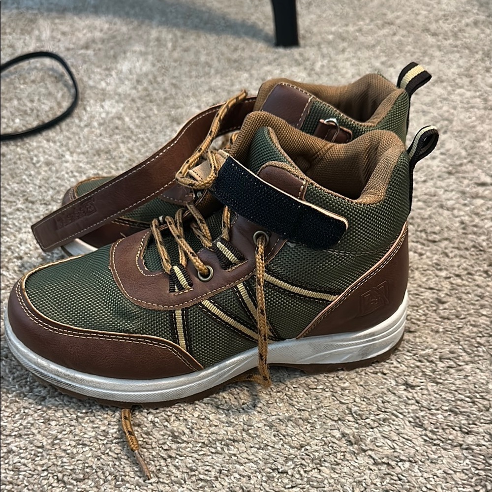 Boys Brown and Green High-Top Sneakers